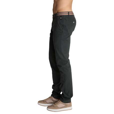 Pantalon chino gris anthracite à coupe ajustée en coton pourvu de quatre poches - Image 3