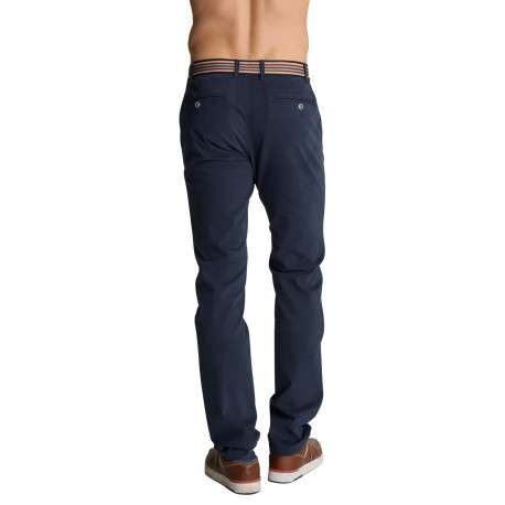 Pantalon chino bleu marine à coupe ajustée en coton pourvu de quatre poches - Image 2