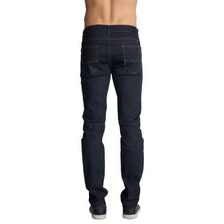 Jean à cinq poches en coton bleu foncé pourvu d'une coupe droite - Image 2