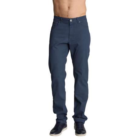 Pantalon à cinq poches pourvu d'une coupe ajustée à micro-motif bleu pétrole