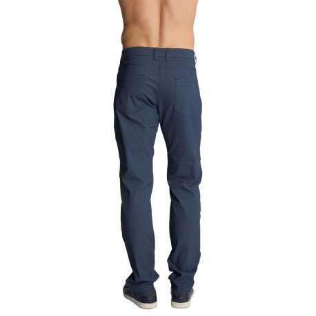 Pantalon à cinq poches pourvu d'une coupe ajustée à micro-motif bleu pétrole - Image 2