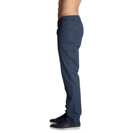 Pantalon à cinq poches pourvu d'une coupe ajustée à micro-motif bleu pétrole - Image 3