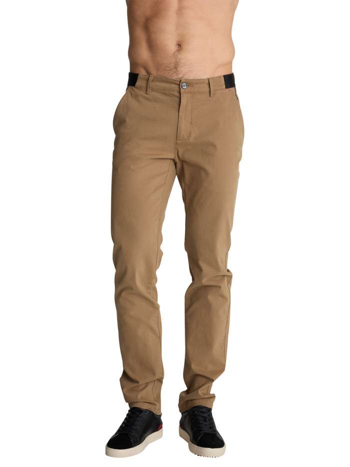 Pantalon chino beige à...