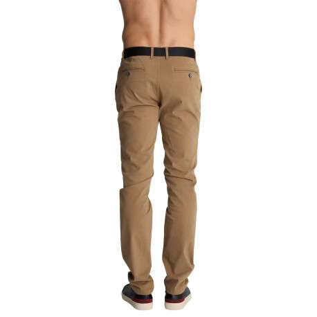 Pantalon chino beige à coupe ajustée en coton pourvu de quatre poches - Image 2