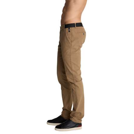 Pantalon chino beige à coupe ajustée en coton pourvu de quatre poches - Image 3