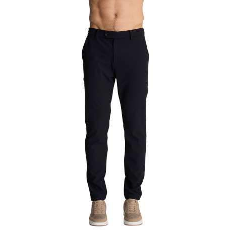 Pantalon chino noir uni à coupe droite en coton muni de quatre poches