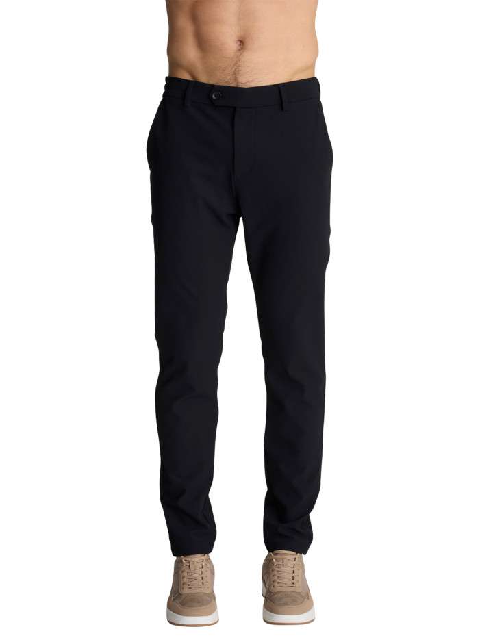 Pantalon chino noir uni à...