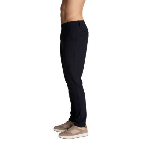 Pantalon chino noir uni à coupe droite en coton muni de quatre poches - Image 3