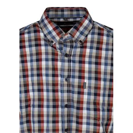 Chemise à carreaux en coton multicolore à coupe droite pourvue d'un col boutonné - Image 3
