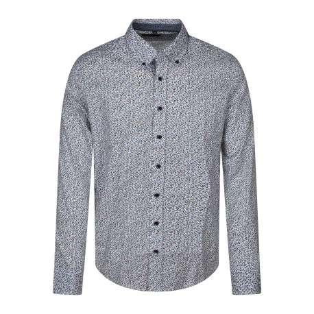 Chemise à motifs en coton multicolore à coupe droite pourvue d'un col boutonné