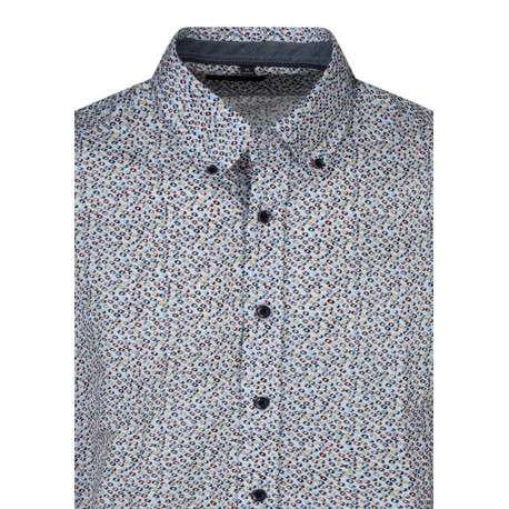 Chemise à motifs en coton multicolore à coupe droite pourvue d'un col boutonné - Image 3