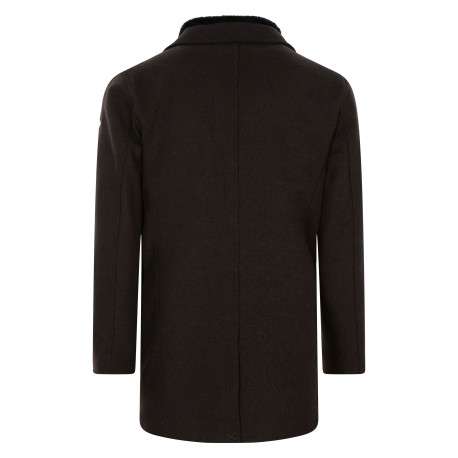 Manteau marron à coupe droite pourvu d'un col à revers avec doublure amovible - Image 2