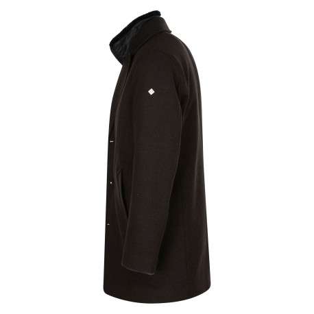 Manteau marron à coupe droite pourvu d'un col à revers avec doublure amovible - Image 3
