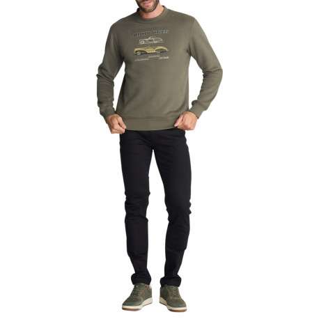 Sweat-shirt à col rond tilleul à broderie automobile et coupe droite - Image 3