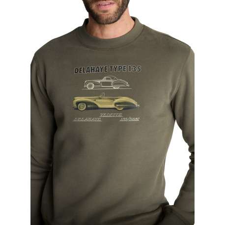 Sweat-shirt à col rond tilleul à broderie automobile et coupe droite - Image 4