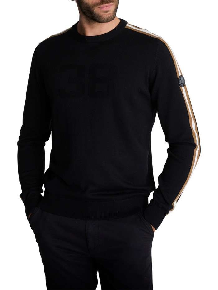 Pull noir uni en maille...