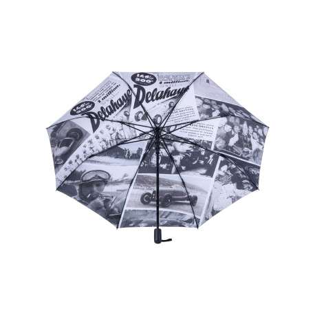 Parapluie pliable bicolore à imprimé automobile rétro et doublure noire - Image 2