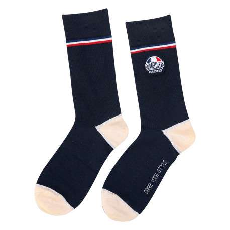 Lot de 3 paires de chaussettes hautes en coton mélangé bleu et écru