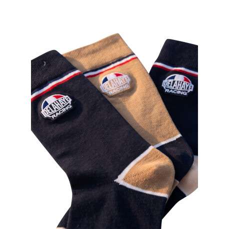 Lot de 3 paires de chaussettes hautes en coton mélangé bleu et écru - Image 3