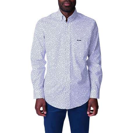 Chemise en coton biologique bleue à motifs pourvue d'une coupe droite