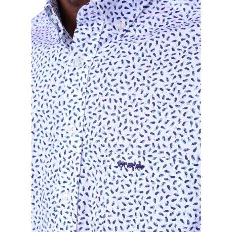 Chemise en coton biologique bleue à motifs pourvue d'une coupe droite - Image 4