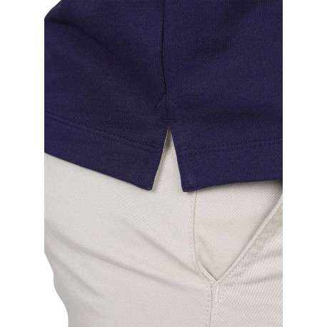 Polo en coton marine à coupe droite pourvu d'un col à revers - Image 3