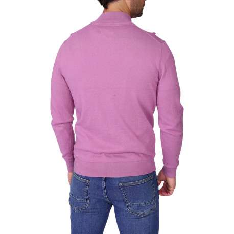 Pull en coton mauve à coupe droite pourvu d'un col camionneur - Image 2