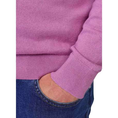 Pull en coton mauve à coupe droite pourvu d'un col camionneur - Image 4
