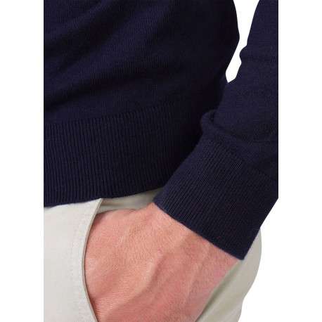 Pull en coton biologique marine à coupe droite pourvu d'un col boutonné - Image 4
