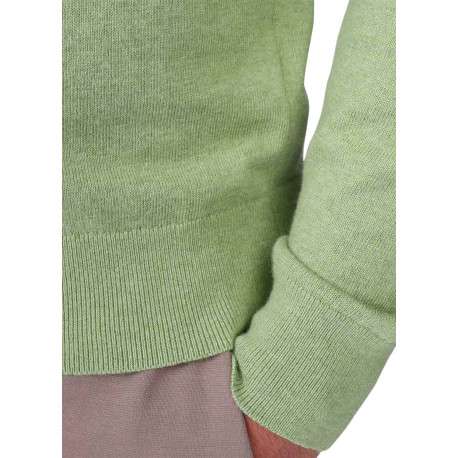 Pull en coton vert à coupe droite pourvu d'un col rond et de manches longues - Image 4