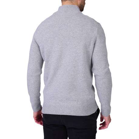 Pull en laine mélangée gris clair à coupe droite pourvu d'un col camionneur - Image 2