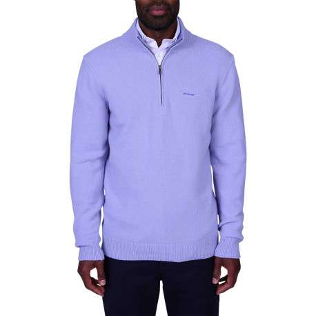 Pull en laine mélangée violet clair à coupe droite pourvu d'un col camionneur