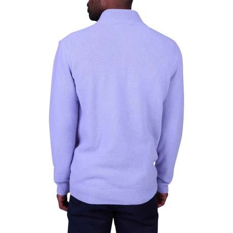 Pull en laine mélangée violet clair à coupe droite pourvu d'un col camionneur - Image 2