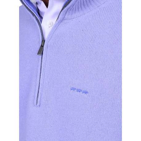 Pull en laine mélangée violet clair à coupe droite pourvu d'un col camionneur - Image 3