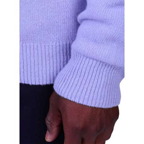 Pull en laine mélangée violet clair à coupe droite pourvu d'un col camionneur - Image 4