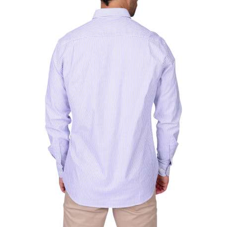 Chemise en coton biologique bleue à coupe droite pourvue d'un col à revers - Image 2