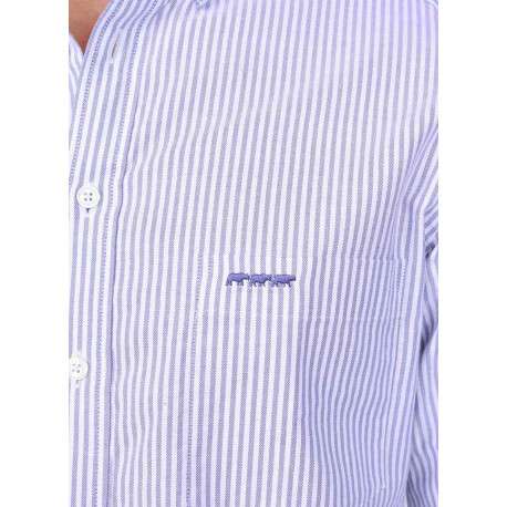 Chemise en coton biologique bleue à coupe droite pourvue d'un col à revers - Image 3