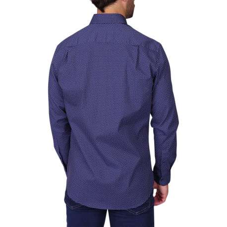 Chemise en coton biologique marine à motifs pourvue d'une coupe droite - Image 2