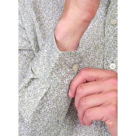 Chemise en coton biologique kaki à motifs pourvue d'une coupe droite - Image 4