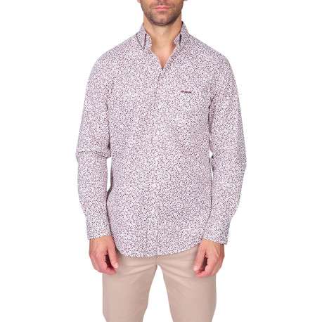 Chemise en coton biologique rose à motifs pourvue d'une coupe droite