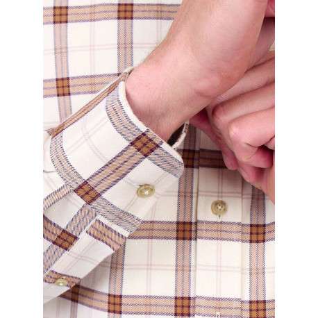 Chemise en coton écrue à carreaux pourvue d'une coupe droite - Image 3