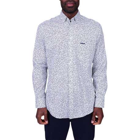 Chemise en coton biologique blanche à motifs pourvue d'une coupe droite