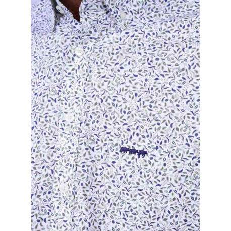 Chemise en coton biologique blanche à motifs pourvue d'une coupe droite - Image 3