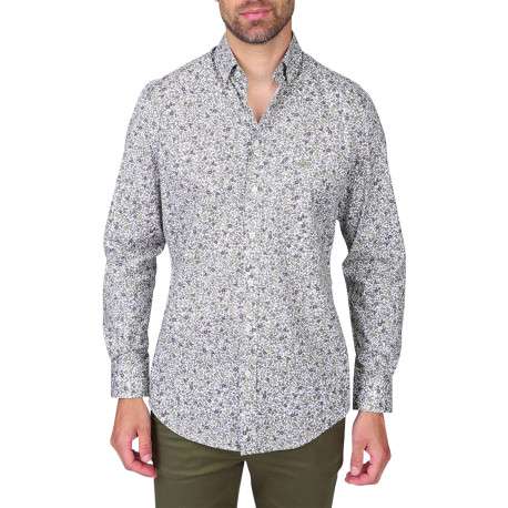 Chemise en coton biologique verte pourvue d'une coupe droite