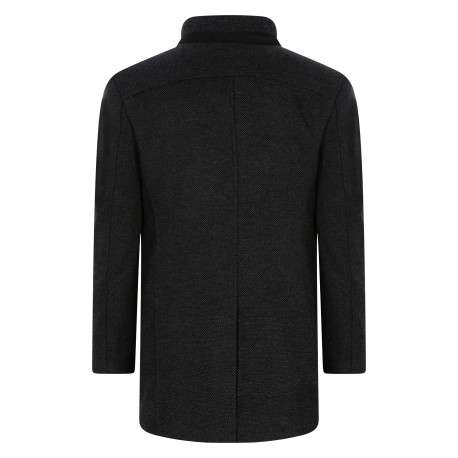 Manteau anthracite à coupe droite pourvu d'un col montant avec doublure amovible - Image 2