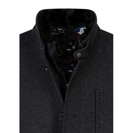 Manteau anthracite à coupe droite pourvu d'un col montant avec doublure amovible - Image 4