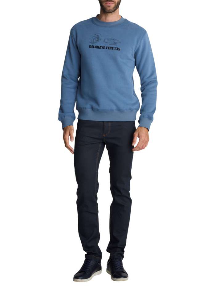 Sweat-shirt à col rond bleu...