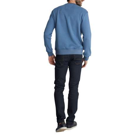 Sweat-shirt à col rond bleu orné de broderie automobile et du nom de la marque - Image 2