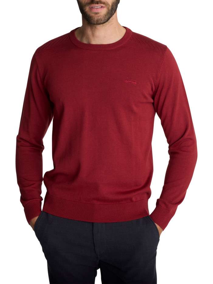 Pull rouge uni en maille...