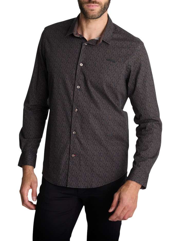 Chemise droite marron en...